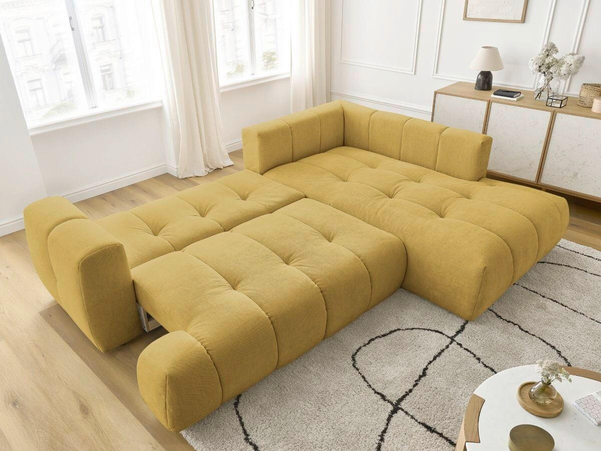 ECKSCHLAFSOFA FUJI Leinenoptik Gelb  inkl.  - Gelb/Schwarz, MODERN, Kunststoff/Textil (282/204cm)