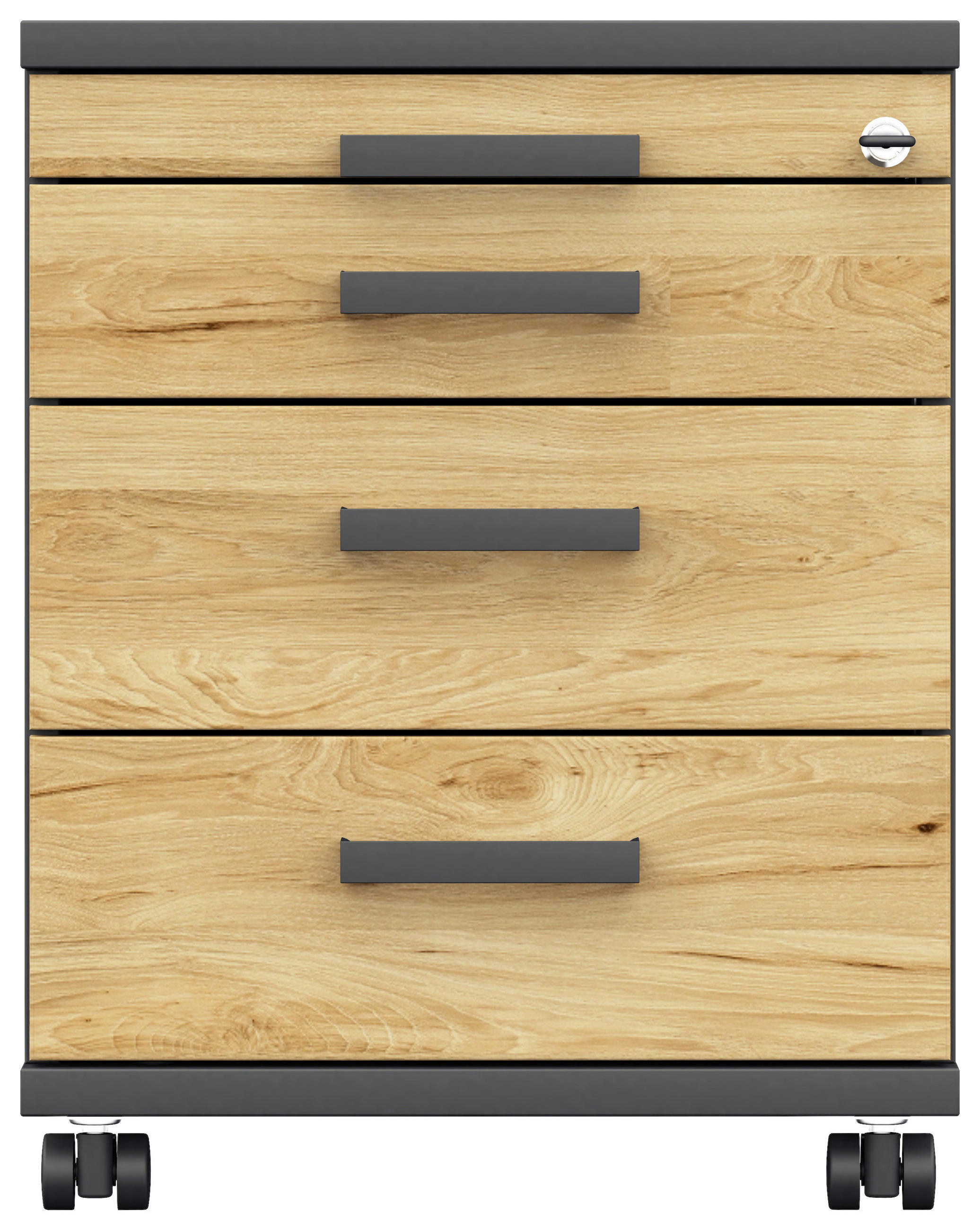 ROLLCONTAINER Hickory  - Anthrazit/Hickory, Design, Holzwerkstoff/Kunststoff (42,7/54,4/60cm) - Moderano