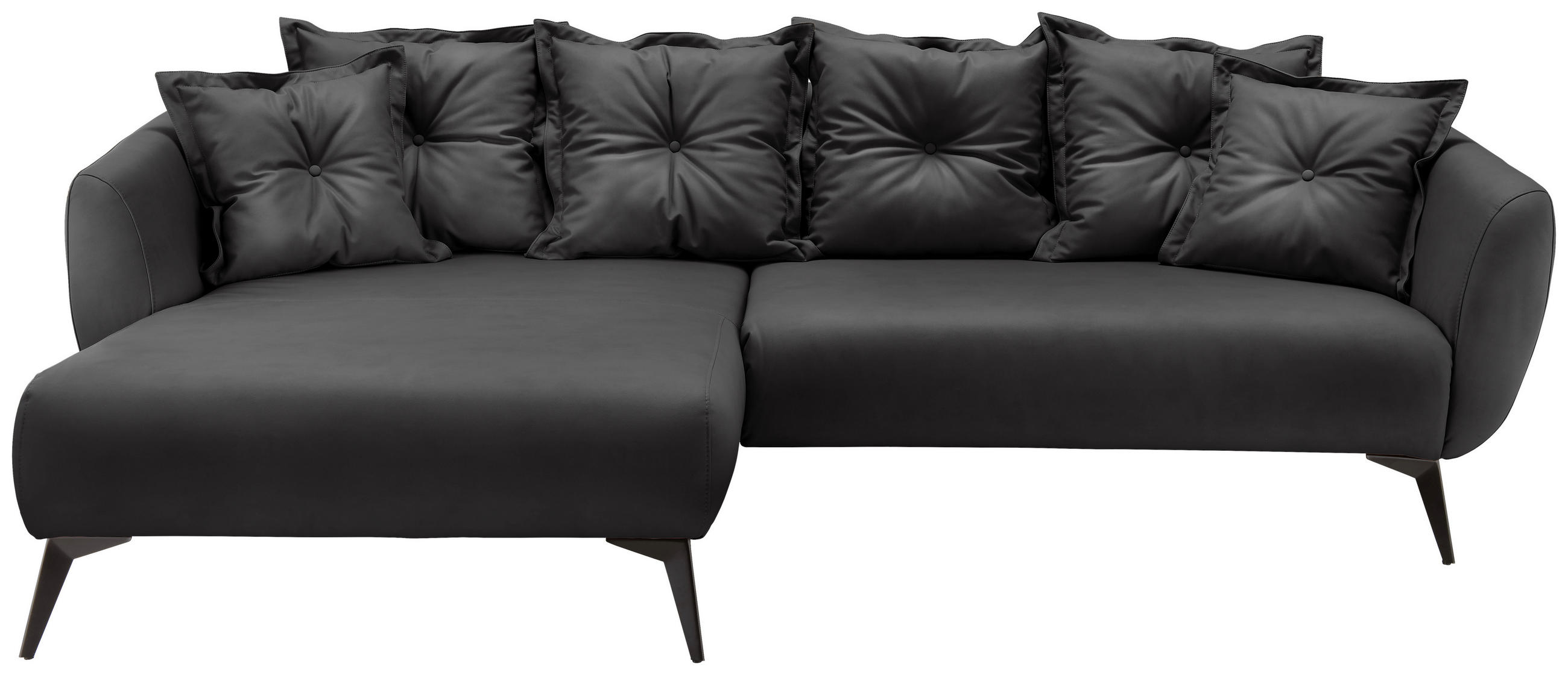 ECKSOFA Schwarz Lederlook  - Schwarz, MODERN, Textil/Metall (162/277cm) - Livetastic
