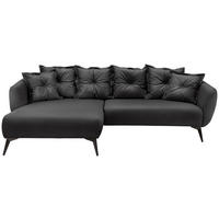 ECKSOFA Schwarz Lederlook  - Schwarz, MODERN, Textil/Metall (162/277cm) - Livetastic