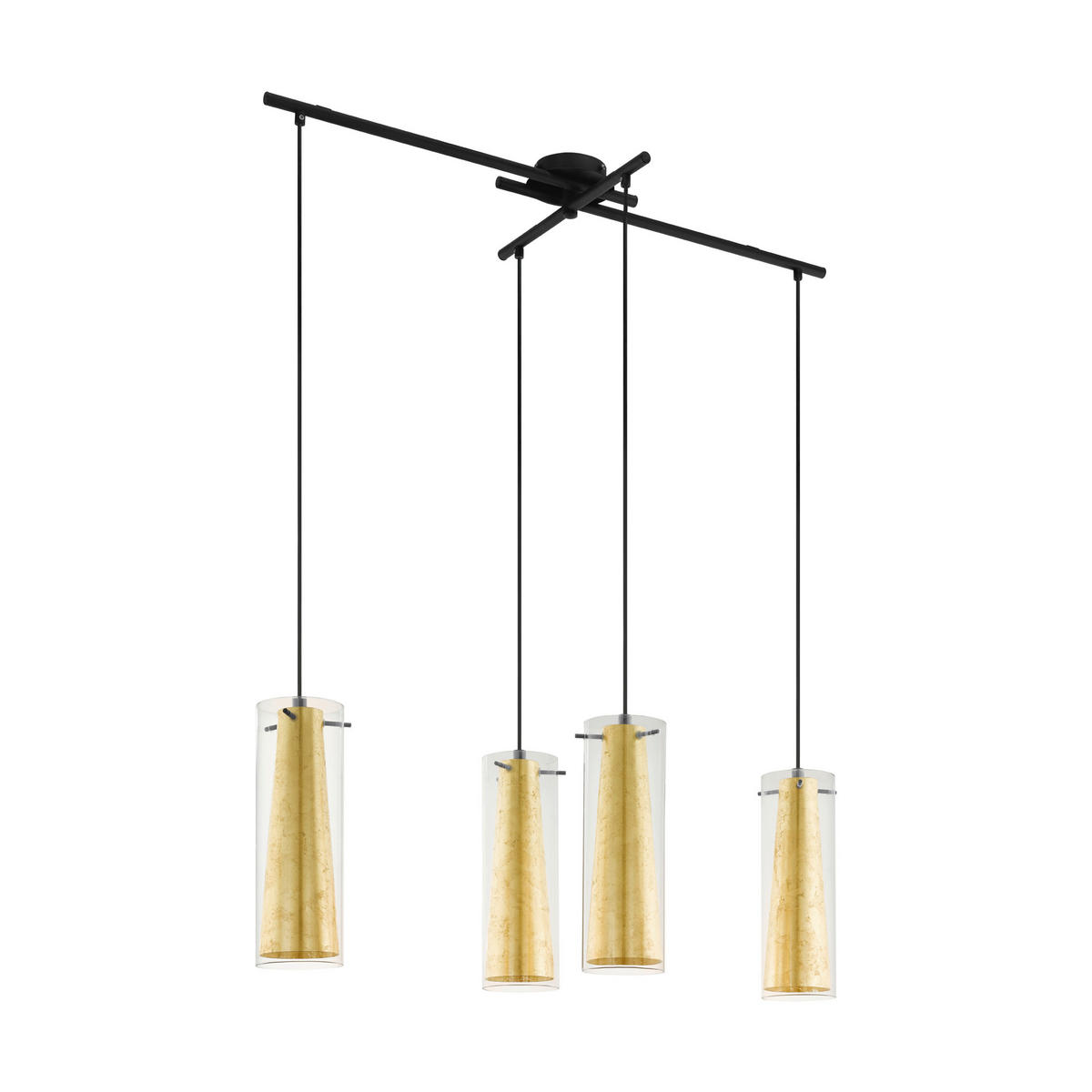 HÄNGELEUCHTE 90,5/36/110 cm    - Goldfarben/Schwarz, Trend, Glas/Metall (90,5/36/110cm) - Eglo