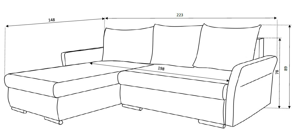 ECKSOFA in Webstoff Grau  - Schwarz/Grau, KONVENTIONELL, Kunststoff/Textil (223/148cm) - Ti'me