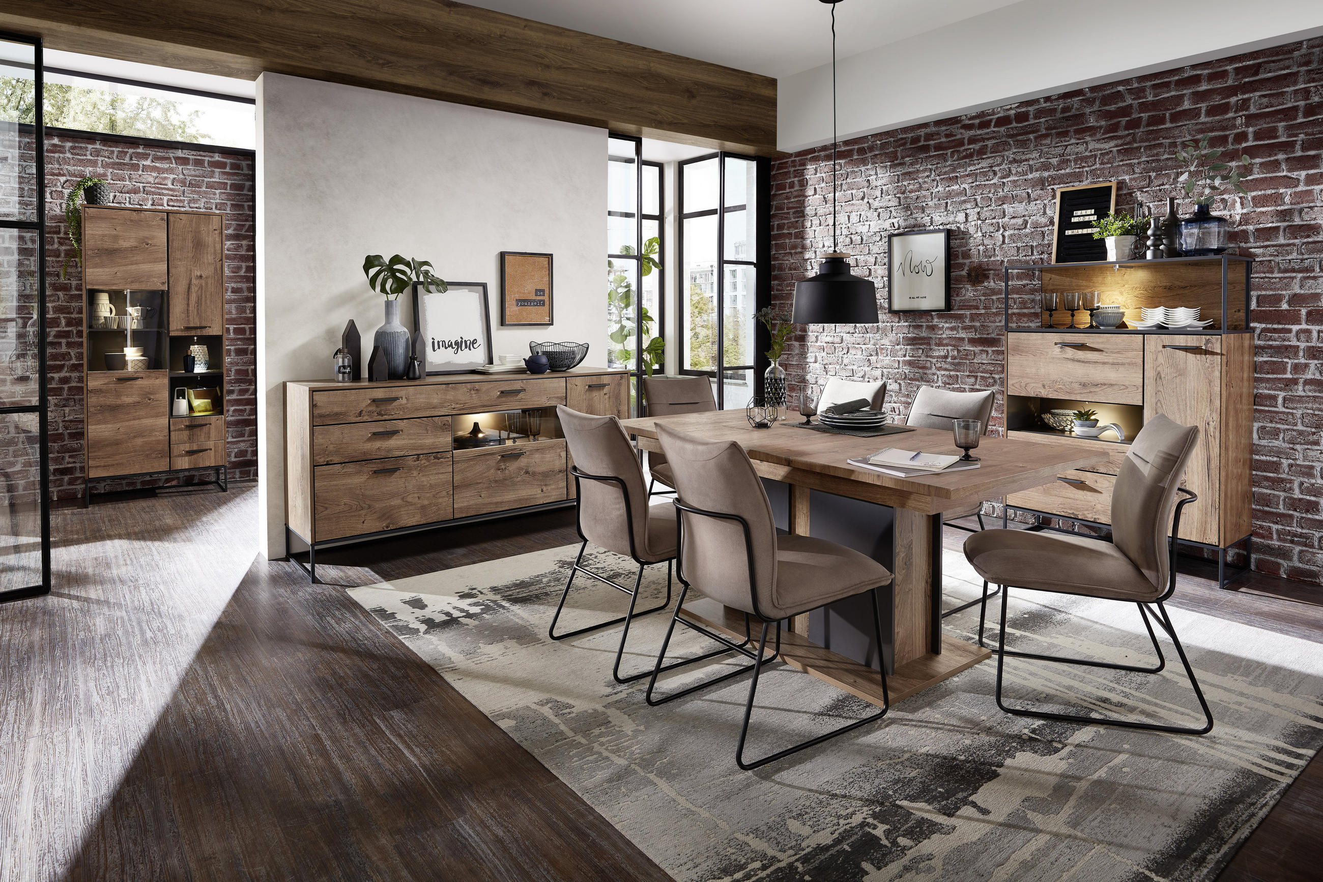 Thumbnail - Livetastic Esstisch, Graphit, Eiche, Holzwerkstoff, rechteckig, Säule, Bodenplatte, 90x76x160 cm, ausziehbar, Esszimmer,...