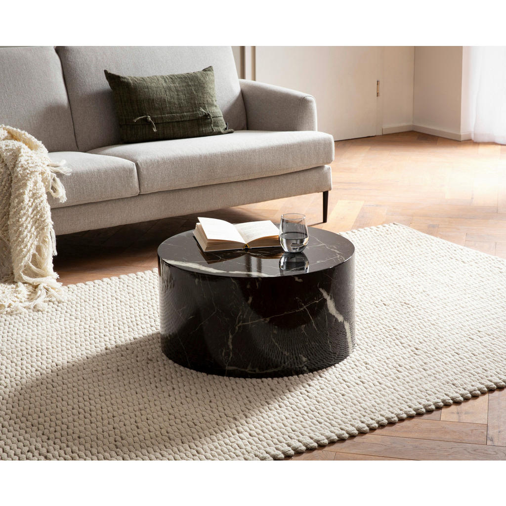 Thumbnail - Livetastic Couchtisch, Schwarz Hochglanz, Holzwerkstoff, Marmoroptik, rund, 60x30x60 cm, Wohnzimmer, Wohnzimmertische, C...