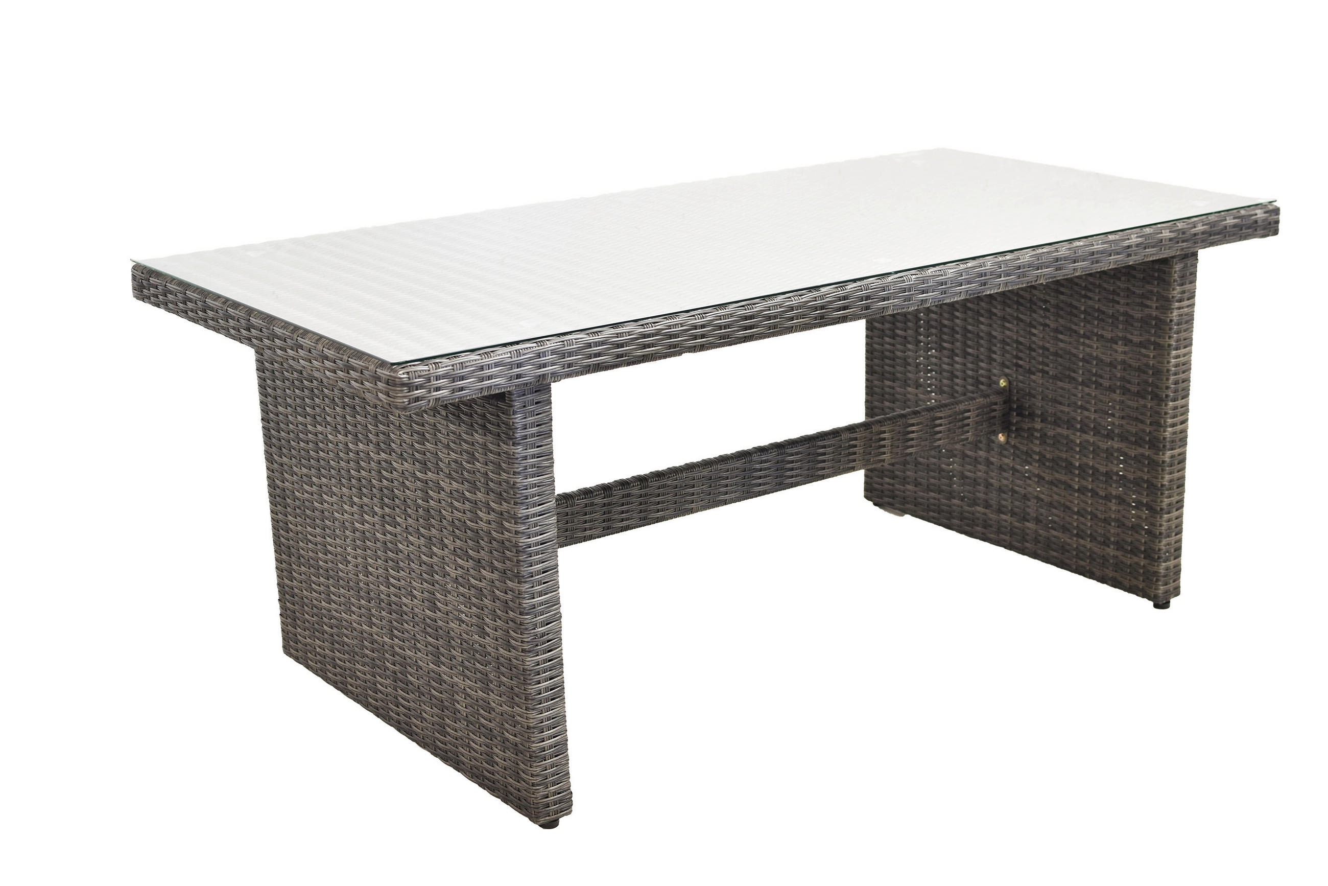 GARTENTISCH 185/90/77 cm Metall, Kunststoff, Glas rechteckig  - Grau, KONVENTIONELL, Glas/Kunststoff (185/90/77cm) - Gardenson