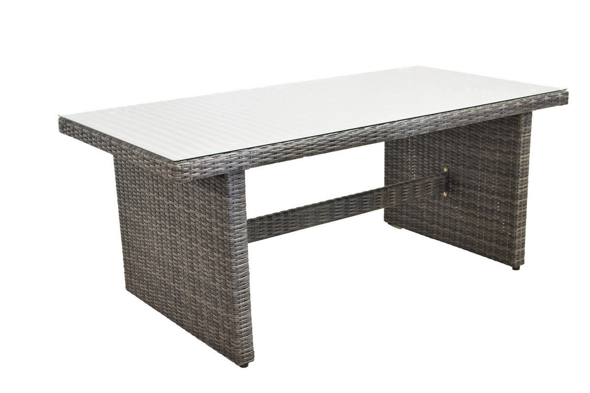 GARTENTISCHGRUPPE Stahl  - Grau, KONVENTIONELL, Glas/Kunststoff - Gardenson