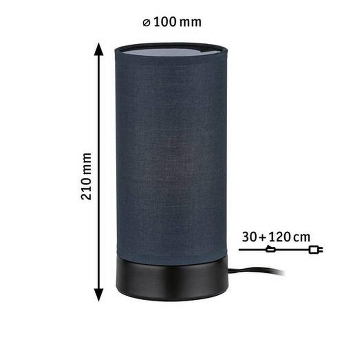 TISCHLEUCHTE 10/21 cm   - Schwarz/Grau, Design, Textil/Metall (10/21cm) - Paulmann
