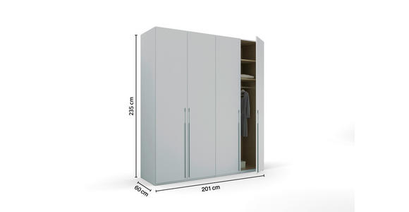 DREHTÜRENSCHRANK 201/235/60 cm 4-türig Grau - Grau, Trend, Holzwerkstoff/Metall (201/235/60cm) - Novel