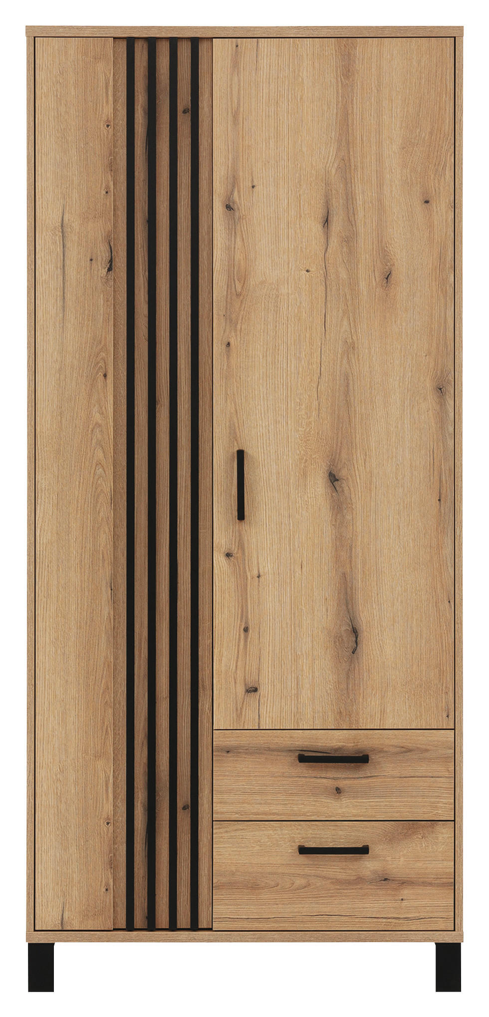 VITRINE  in Schwarz, Eichefarben - Eichefarben/Schwarz, Design, Holzwerkstoff/Kunststoff (88/194/54cm) - MID.YOU