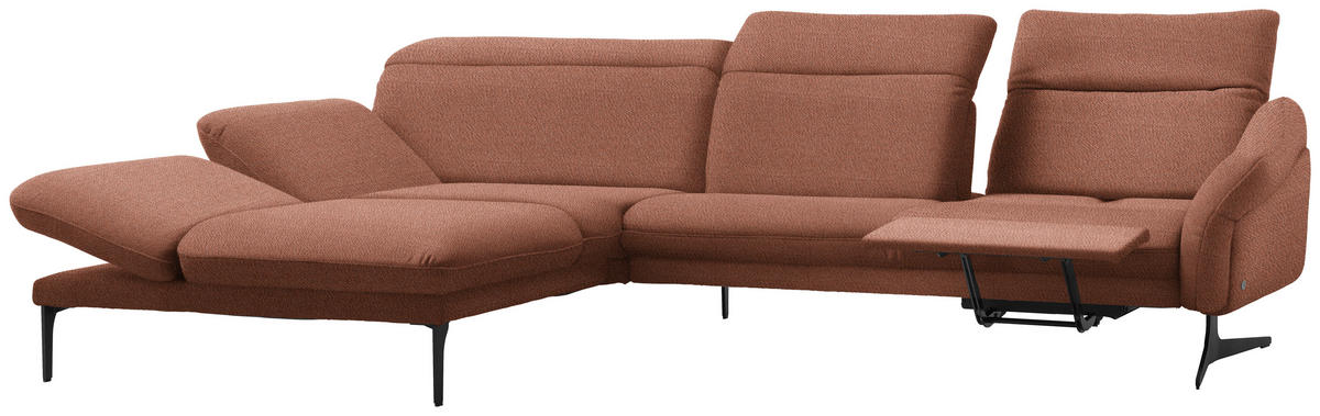 ECKSOFA in Webstoff Terracotta  - Anthrazit/Terracotta, Design, Textil/Metall (203/299cm) - Himolla