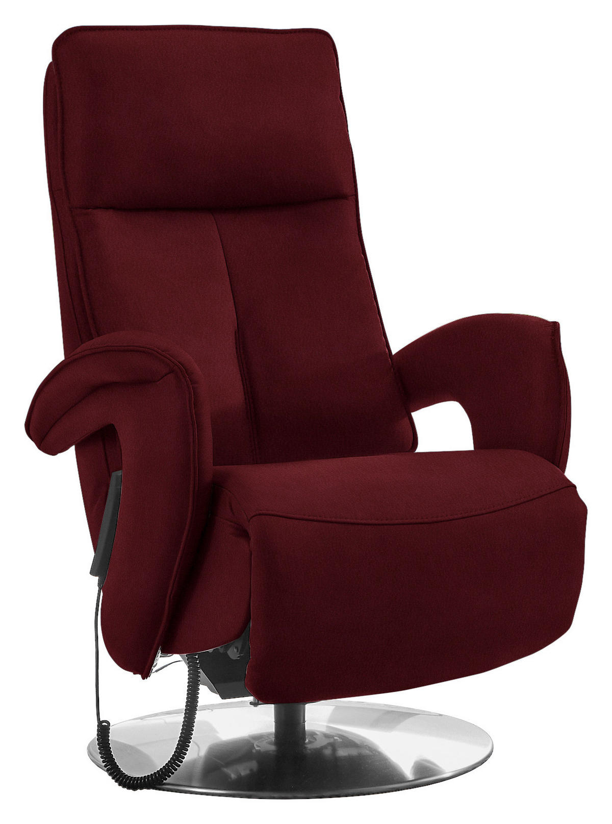 RELAXSESSEL in Leder Bordeaux  - Chromfarben/Bordeaux, Design, Leder/Metall (77/110/87cm) - Valdera