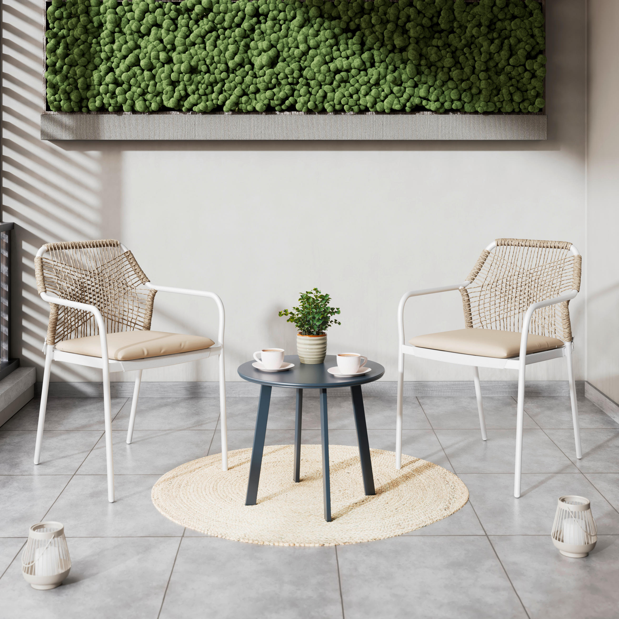 GARTENSTUHL Metall, Kunststoff, Textil Grau, Weiß  - Weiß/Grau, MODERN, Kunststoff/Textil (54.5/84/64cm) - Ambia Garden