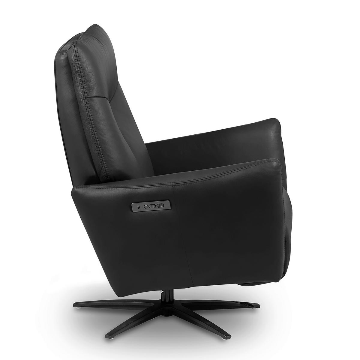 RELAXSESSEL Leder Schwarz  - Schwarz, Design, Leder/Metall (76/107/88cm) - Livetastic