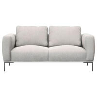 2,5-SITZER Flachgewebe, Webstoff Hellgrau  - Hellgrau/Schwarz, Design, Textil/Metall (180/80,5/87cm) - Livetastic