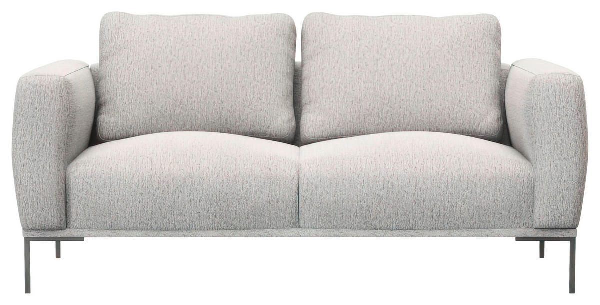 2,5-SITZER Flachgewebe, Webstoff Hellgrau  - Hellgrau/Schwarz, Design, Textil/Metall (180/80,5/87cm) - Livetastic