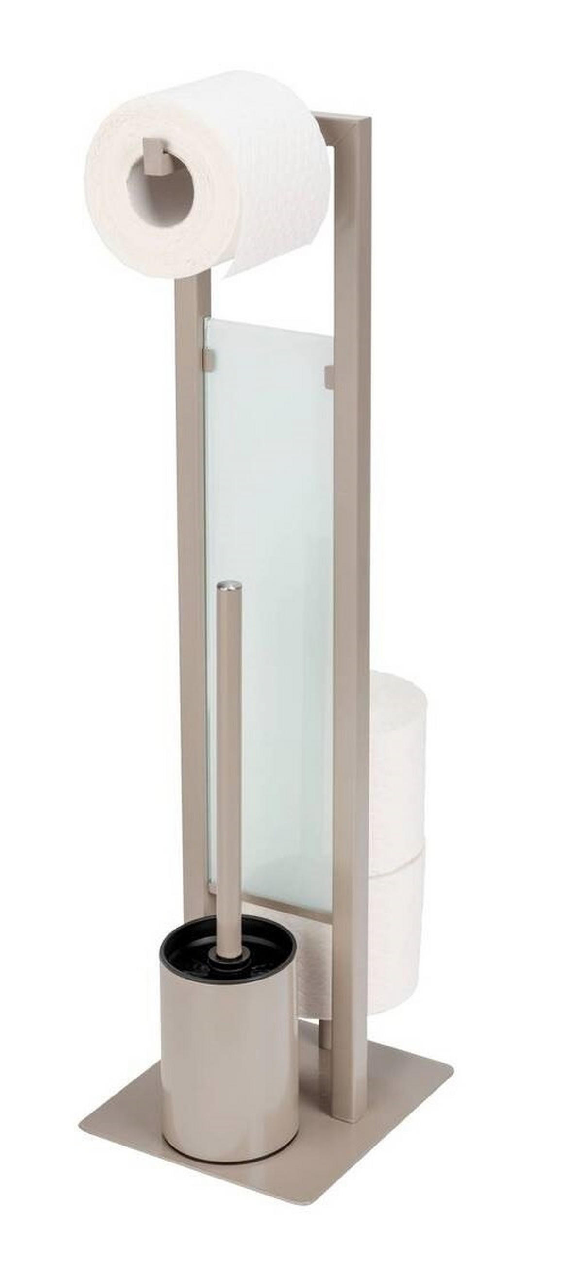 WC-BÜRSTENKOMBINATION - Taupe/Weiß, KONVENTIONELL, Glas/Kunststoff (18/70/23cm) - Wenko