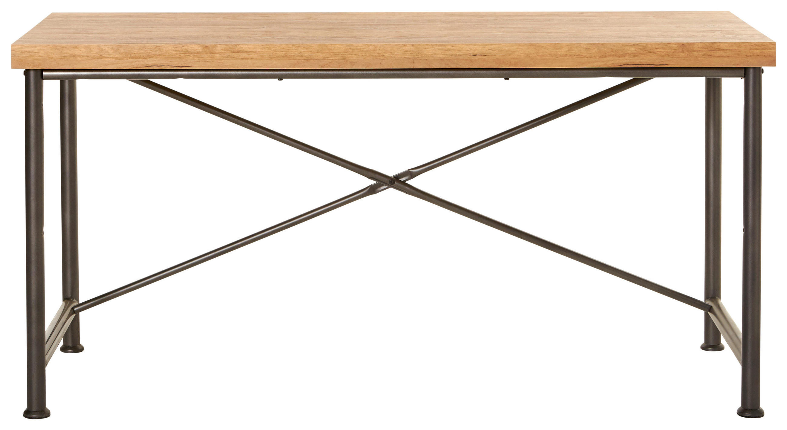 SCHREIBTISCH 140/75,5/60 cm  in Weiß, Eichefarben  - Eichefarben/Weiß, KONVENTIONELL, Metall (140/75,5/60cm) - Livetastic