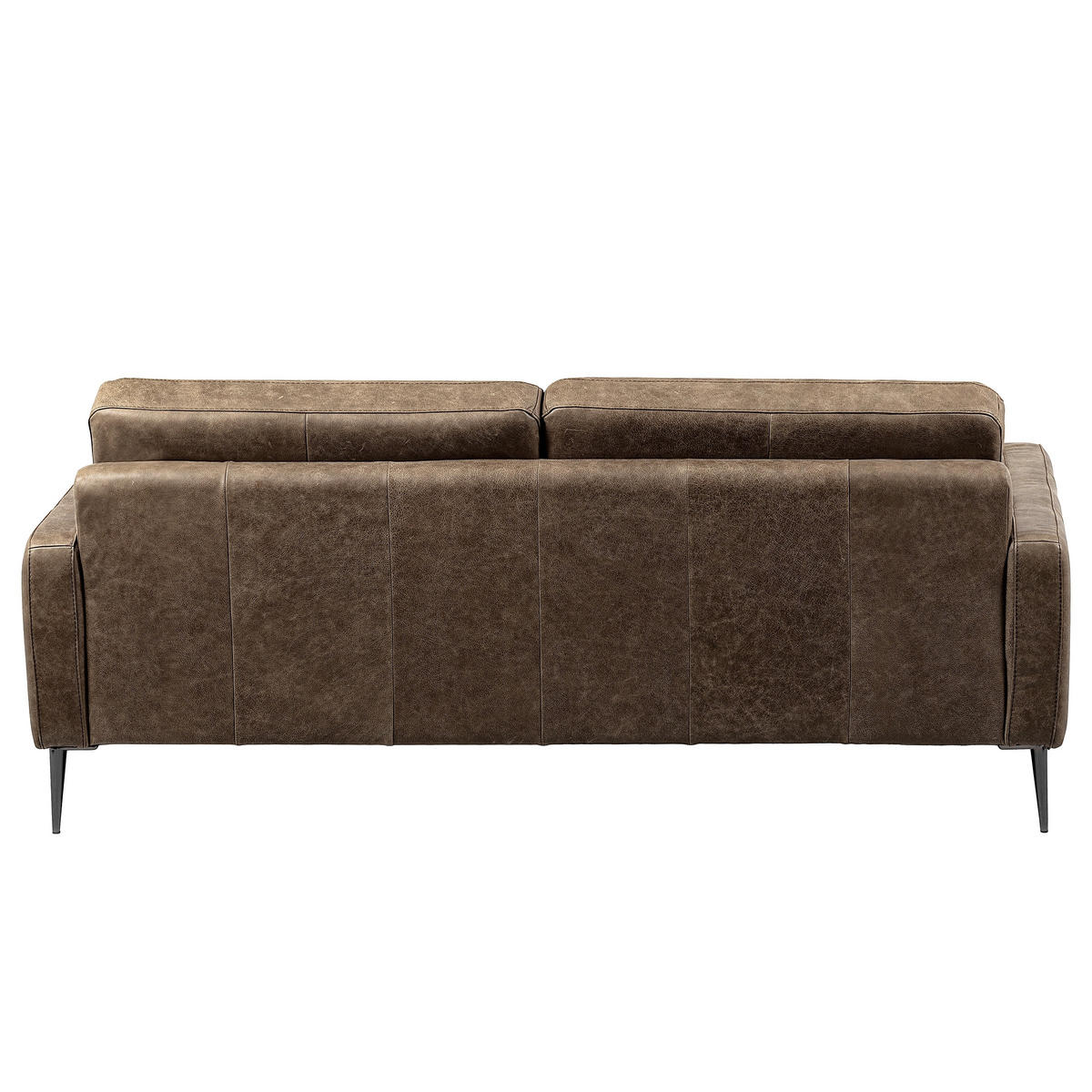 3-SITZER-SOFA SPRING in Lederlook Echtleder Graubraun  - Graubraun/Schwarzchrom, Design, Leder/Textil (187/85/92cm) - Livetastic