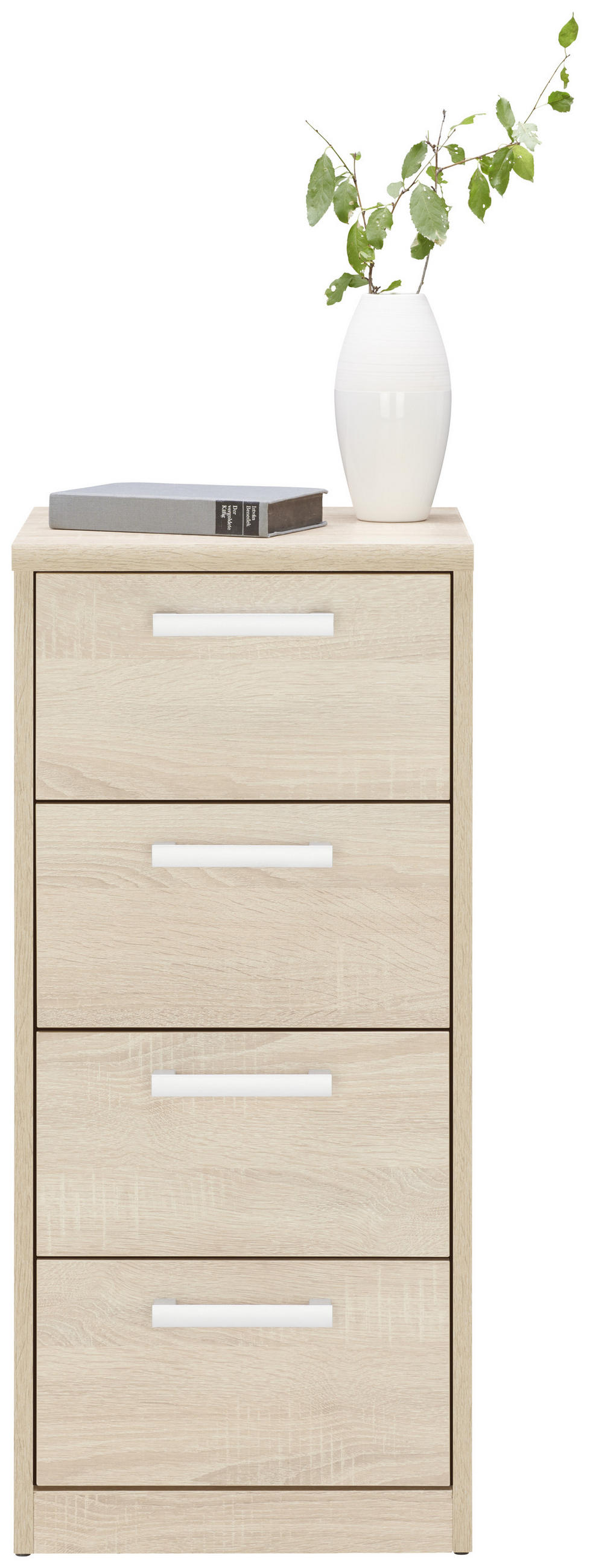KOMMODE Sonoma Eiche - Silberfarben/Schwarz, Basics, Metall (38/84/36cm) - Xora