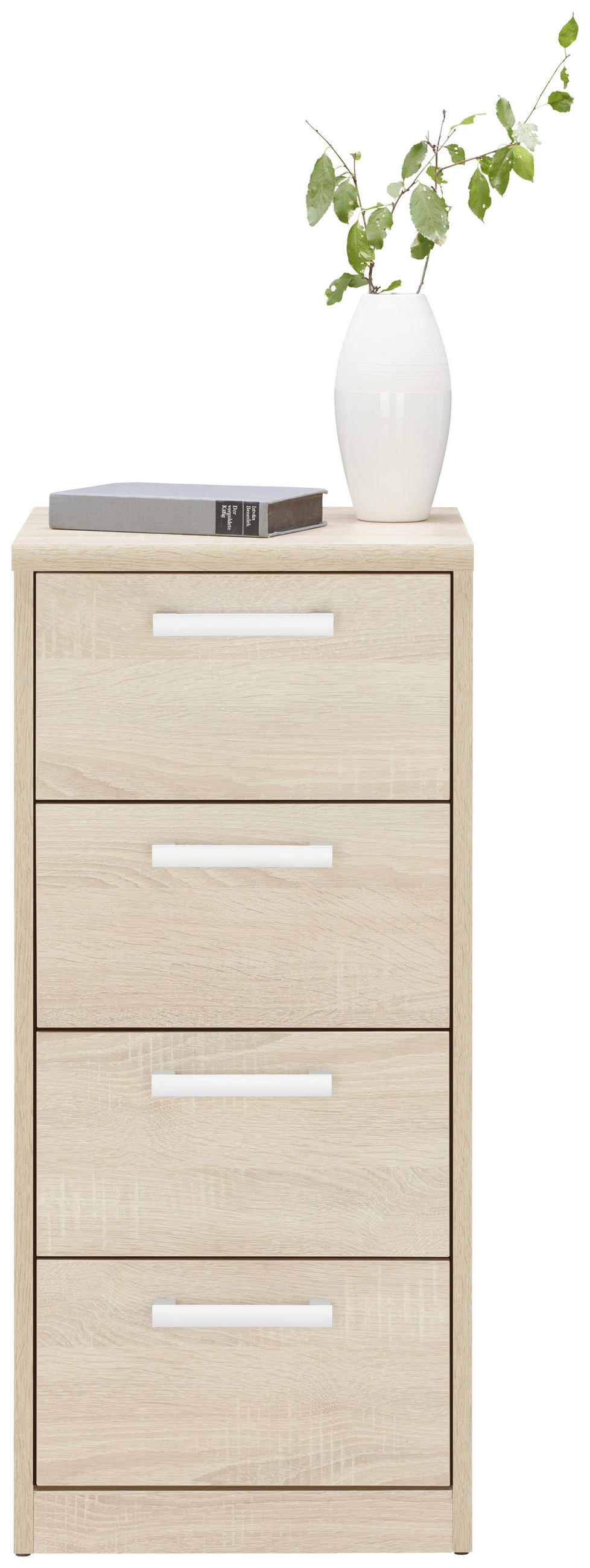 KOMODA, hrast sonoma  - srebrne barve/črna, Konvencionalno, kovina/leseni material (38/84/36cm) - Xora