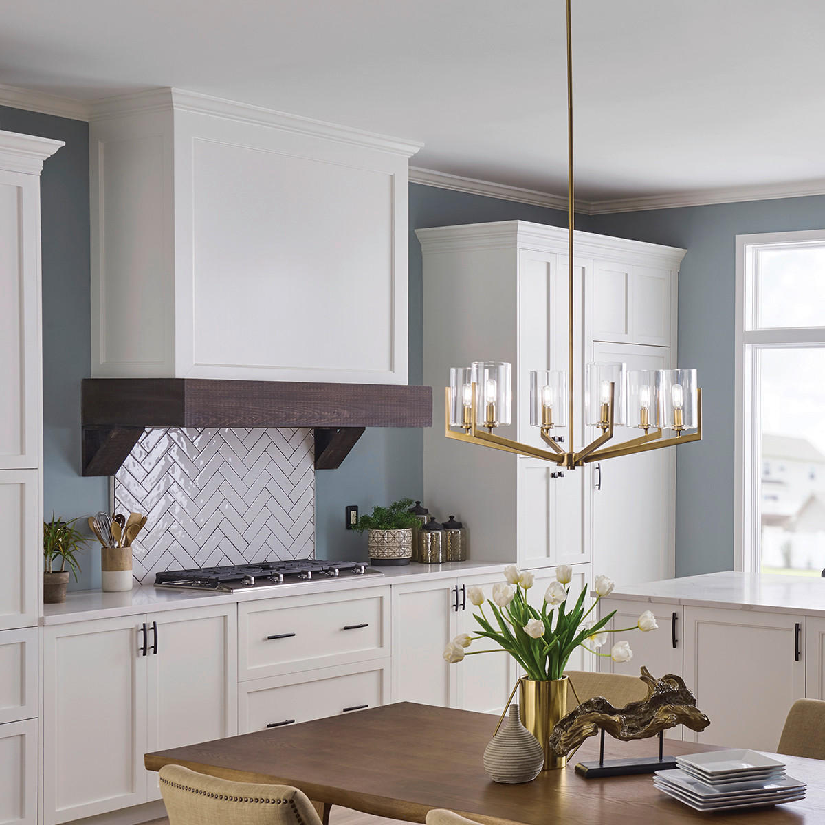 TAKKRONA Elstead NYE 71.1/37.1 cm  - mässingsfärgad, Klassisk, metall/glas (71.1/37.1cm) - Elstead Lighting