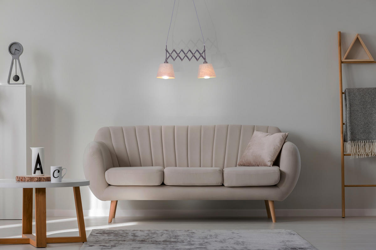 HÄNGELEUCHTE Adrienne 70/135 cm   - Naturfarben/Braun, KONVENTIONELL, Kunststoff/Textil (70/135cm) - Näve
