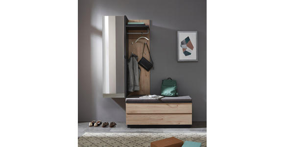 GARDEROBE - Eichefarben/Graphitfarben, Design, Glas/Holzwerkstoff (157/202/45cm) - Voleo