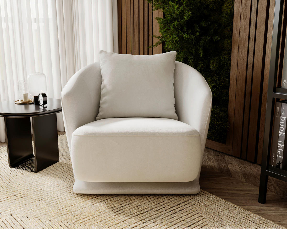 SESSEL in Plüsch, Bouclé Beige  - Beige/Schwarz, Design, Textil/Metall (83/80/75cm) - Livetastic