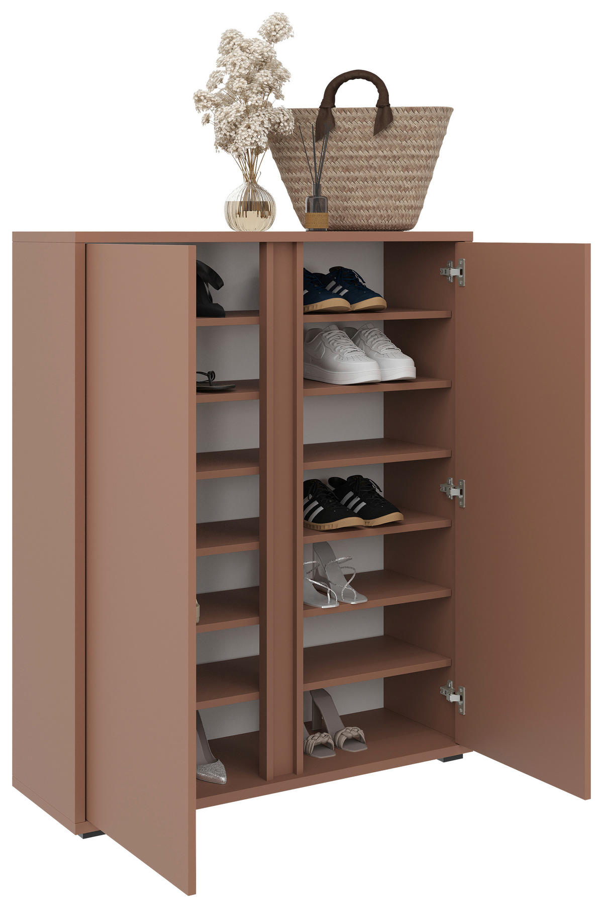 OMARA ZA ČEVLJE terakota - antracit/terakota, Design, umetna masa/leseni material (97,5/120/33,8cm) - Xora