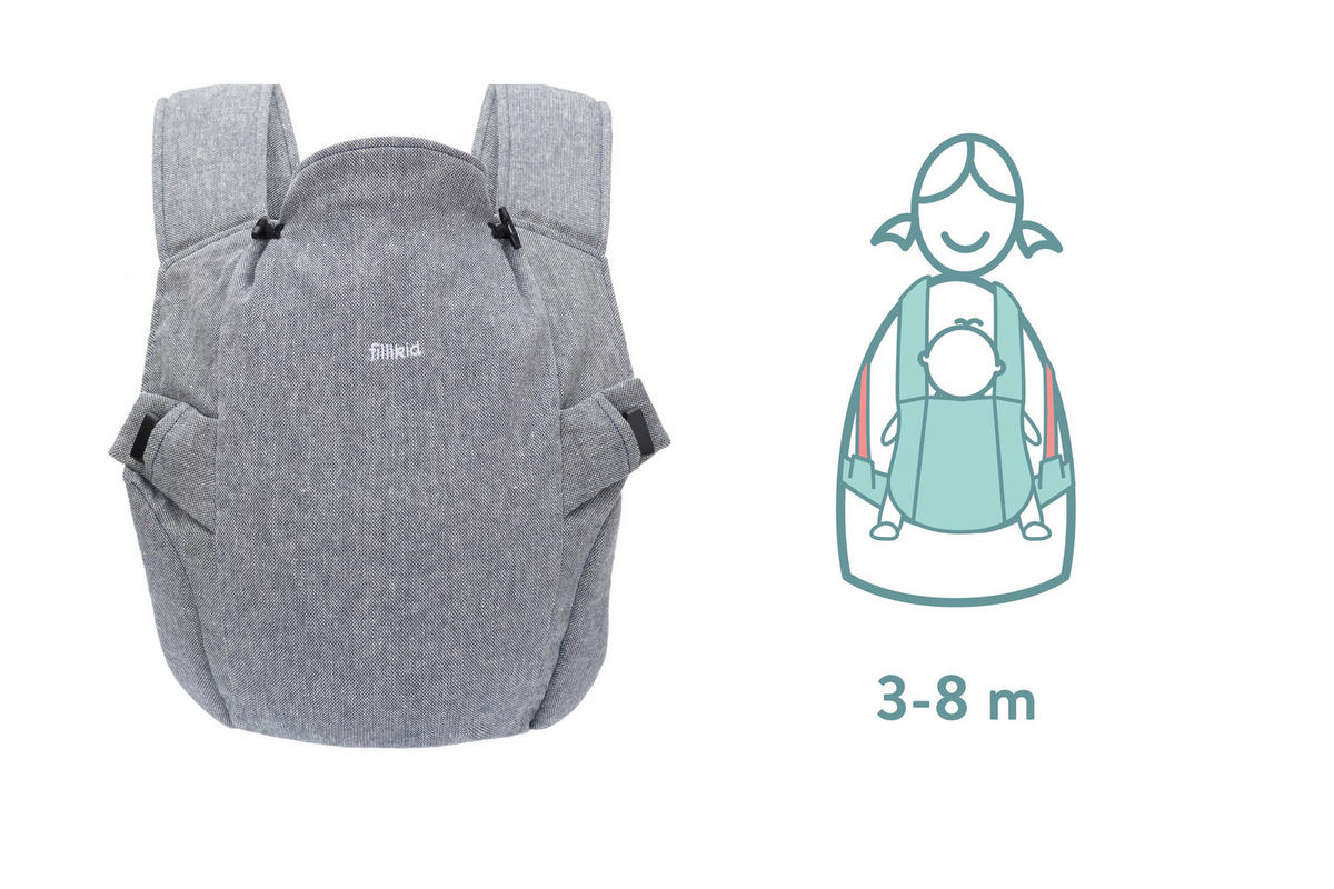 DĚTSKÉ NOSÍTKO - šedá, Basics, textil (37/34cm) - Fillikid