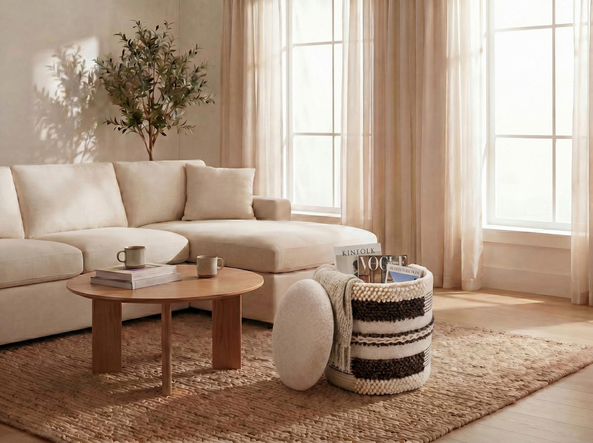 HOCKER Textil Beige  - Beige, Design, Textil (40/45/40cm) - Livetastic