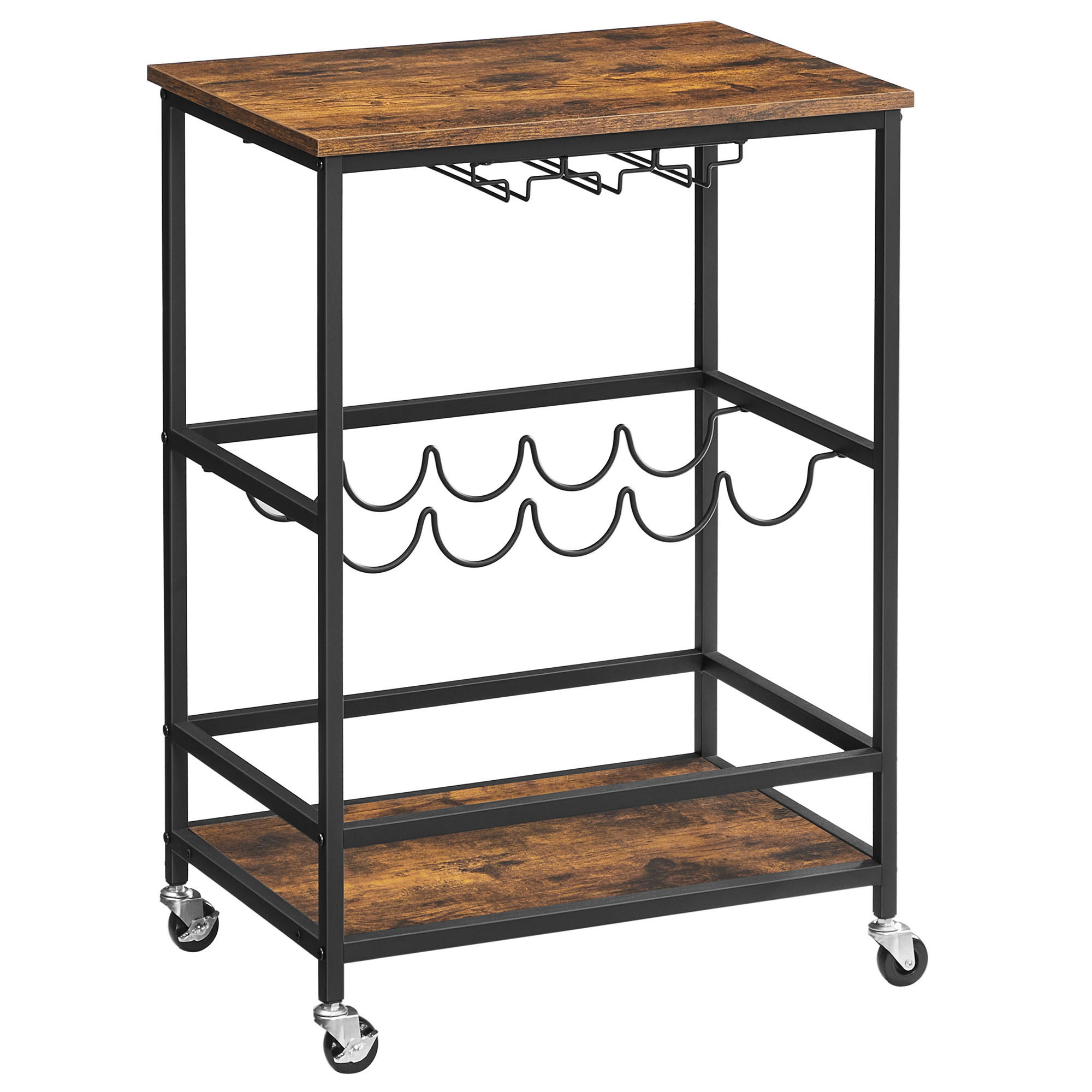 SERVIERWAGEN Schwarz, Dunkelbraun  - Dunkelbraun/Schwarz, Trend, Holzwerkstoff/Metall (60/82/40cm) - MID.YOU