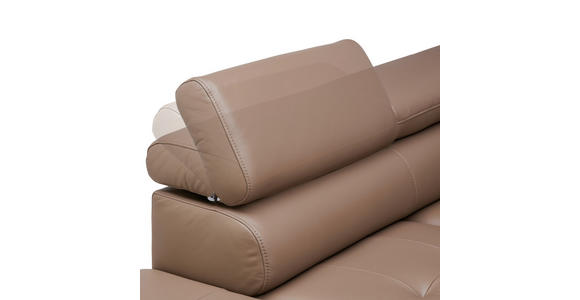 ECKSOFA in Echtleder Haselnussfarben  - Schwarz/Haselnussfarben, Design, Leder/Metall (220/270cm) - Novel