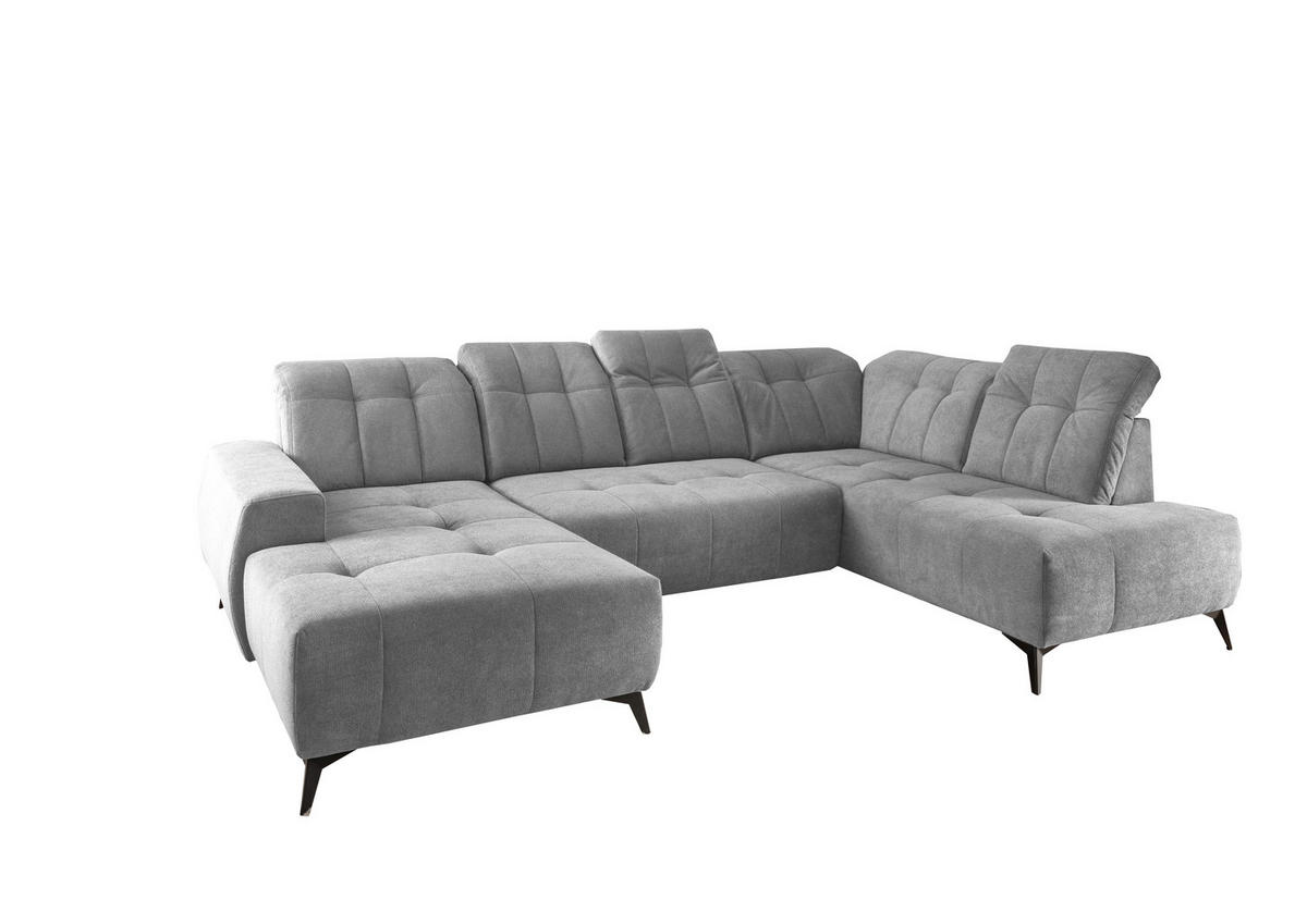 WOHNLANDSCHAFT SANO Silberfarben Chenille  - Silberfarben/Schwarz, MODERN, Textil/Metall (200/337/180cm) - Livetastic