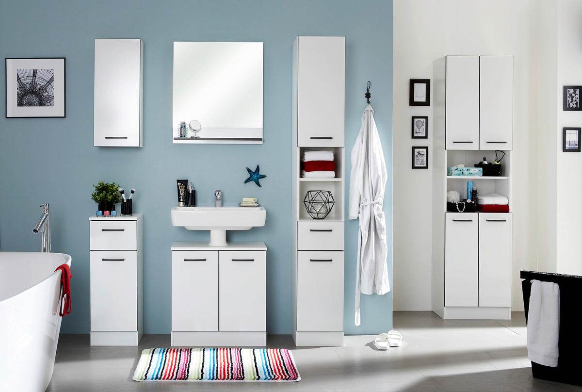 HOCHSCHRANK 30/195,5/33 cm  - Weiss/Anthrazit, Konventionell, Glas/Holzwerkstoff (30/195,5/33cm) - Xora