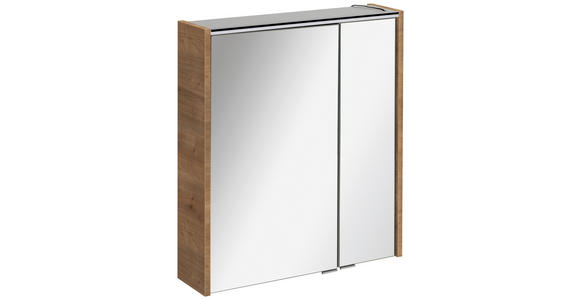 SPIEGELSCHRANK 60/68/15 cm  - Eichefarben/Alufarben, MODERN, Glas/Holzwerkstoff (60/68/15cm) - Voleo