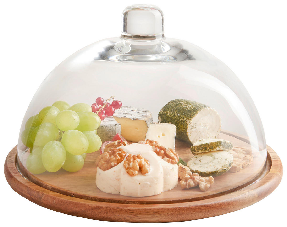 SERVIERPLATTE Cucina 28/17 cm  - Transparent/Braun, LIFESTYLE, Glas/Holz (28/17cm) - Leonardo