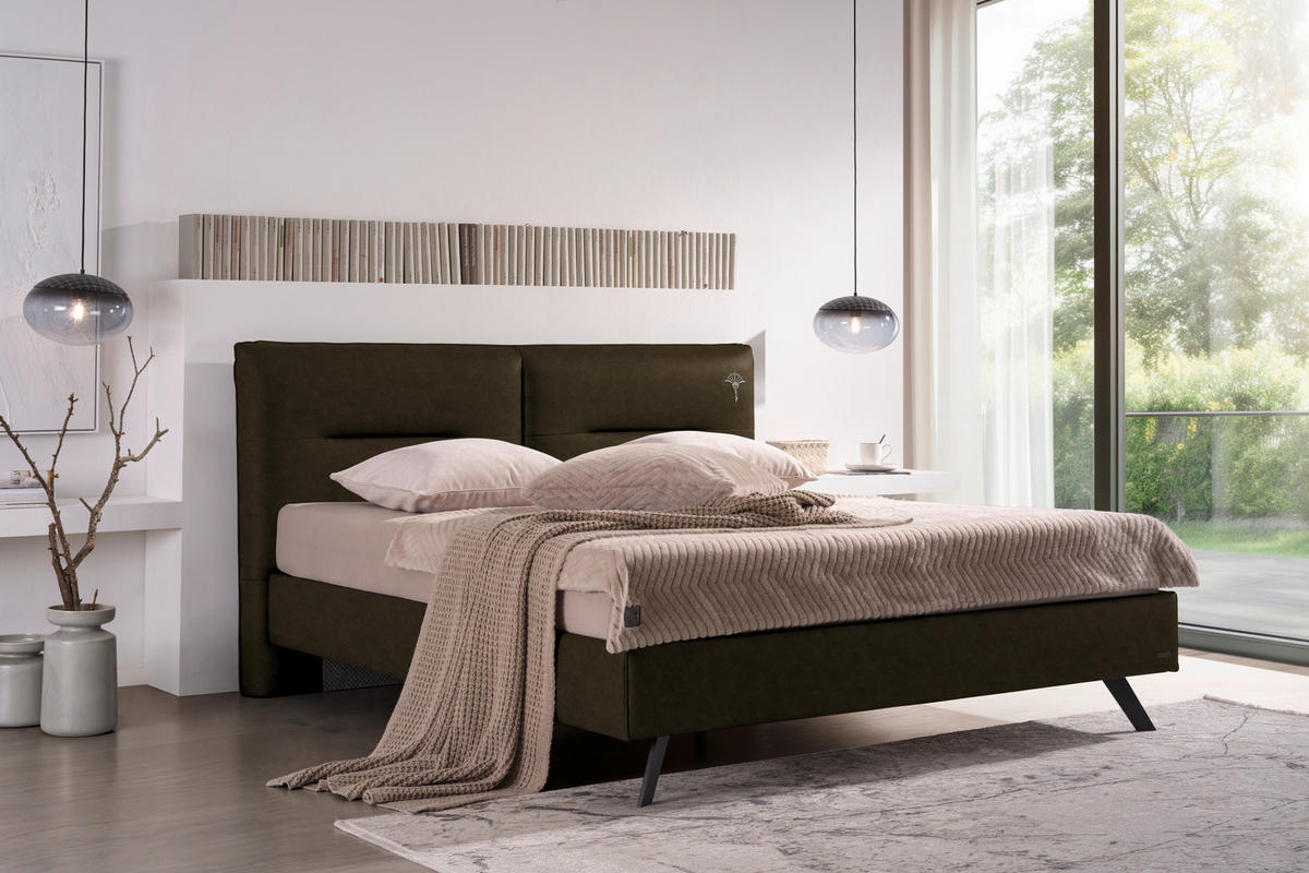 POLSTERBETT Graubraun 180/200 cm  - Graubraun/Schwarz, Design, Textil/Metall (180/200cm) - Joop!