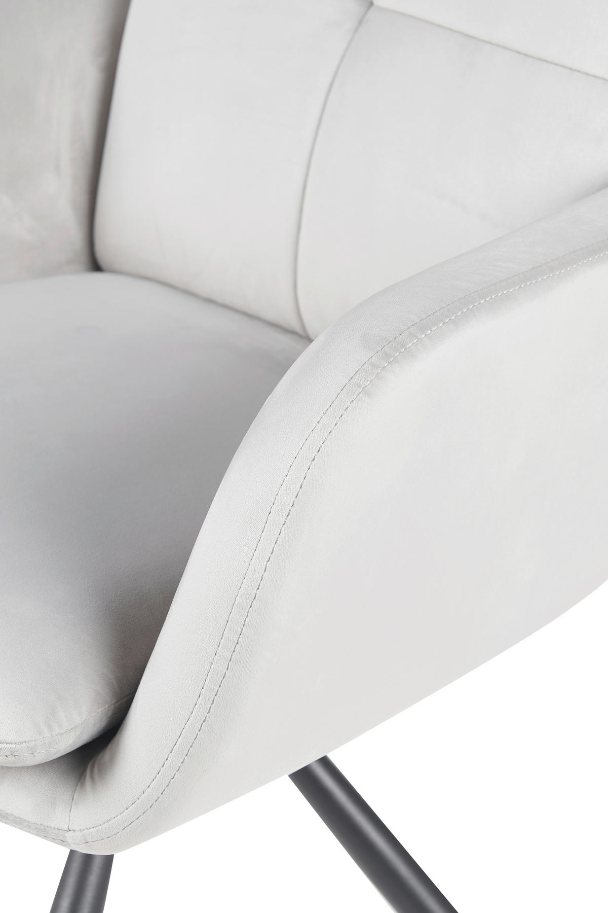 ARMLEHNSTUHL-SET 2 Stück Sitzfläche 360° drehbar, inklusive Armlehnen Samt, Velours  - Hellgrau/Schwarz, MODERN, Textil/Metall (63/89/70cm) - MID.YOU