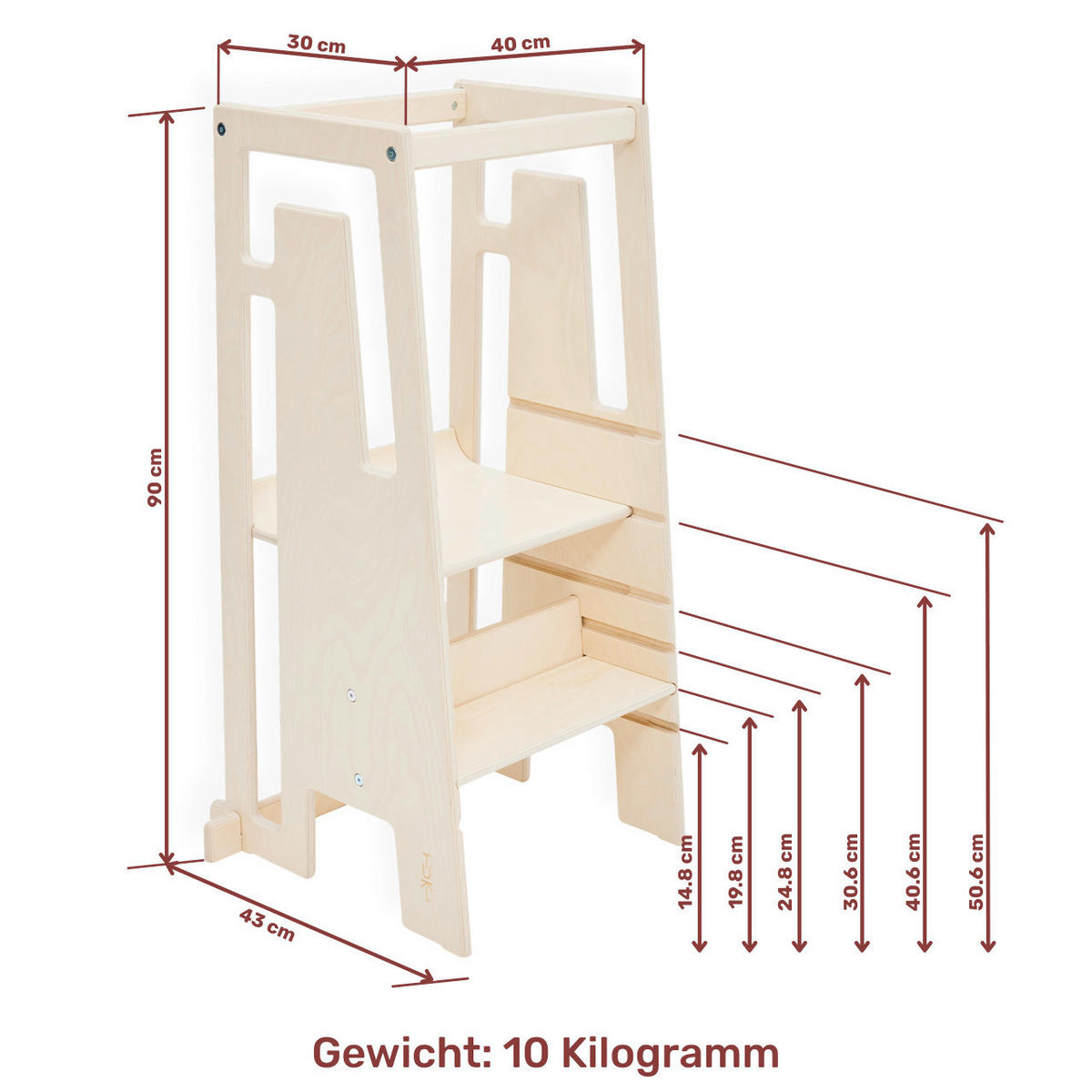 LERNTURM Tuki  - Grauweiß, Basics, Holz (40/90/43cm)