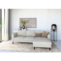 ECKSOFA in Cord Creme  232/161 cm  - Creme/Schwarz, MODERN, Textil/Metall (232/161cm) - Trendmanufaktur