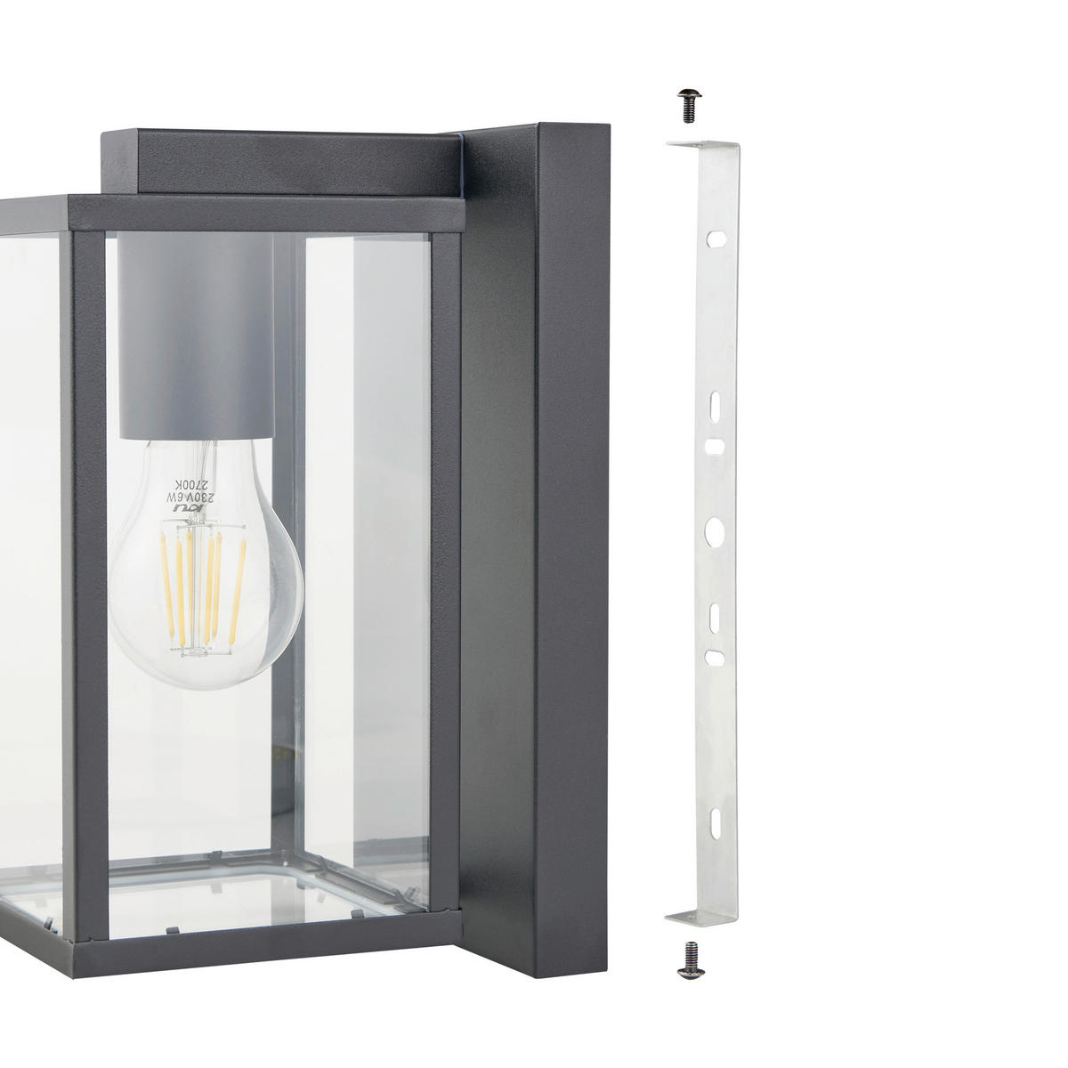 VONKAJŠIE NÁSTENNÉ SVIETIDLO, 16,5/12/27 cm  - číra/čierna, Konventionell, kov/sklo (16,5/12/27cm) - Eglo