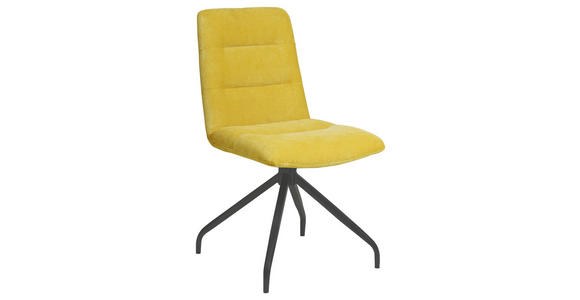 STUHL  Stoffauswahl, Sitzfläche 180° drehbar Webstoff  - Gelb/Schwarz, Design, Textil/Metall (50/90/63cm) - Carryhome