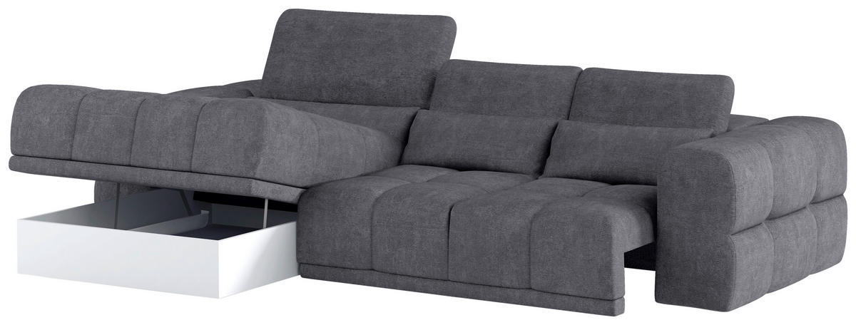 HÖRNSOFFA i chenille mörkgrå  - mörkgrå/svart, Klassisk, textil/plast (203/290cm) - MID.YOU