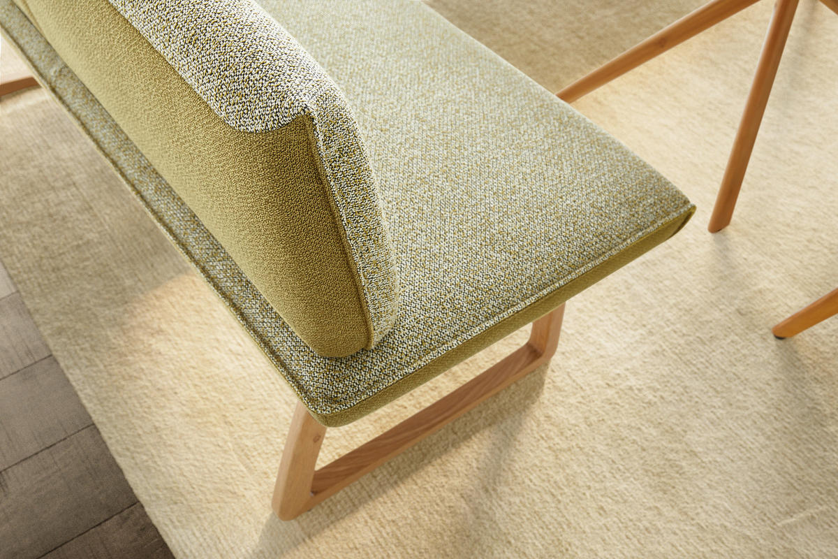 ECKBANK in Holz, Textil Grün, Eichefarben, Hellgrün  - Eichefarben/Hellgrün, Design, Holz/Textil (237/162cm) - Koinor