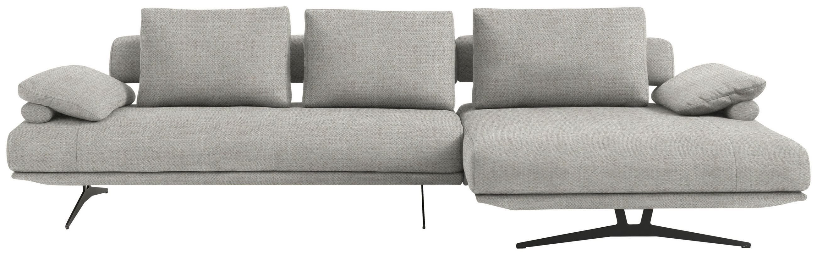 ECKSOFA in Chenille Ecru  - Ecru/Schwarz, Design, Textil/Metall (334/168cm) - Dieter Knoll