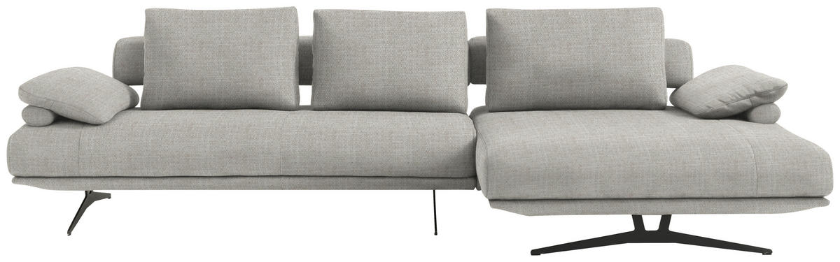 ECKSOFA Chenille Ecru  - Ecru/Schwarz, Design, Textil/Metall (334/168cm) - Dieter Knoll