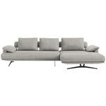 ECKSOFA  in Chenille Ecru  334/168 cm  - Ecru/Schwarz, Design, Textil/Metall (334/168cm) - Dieter Knoll