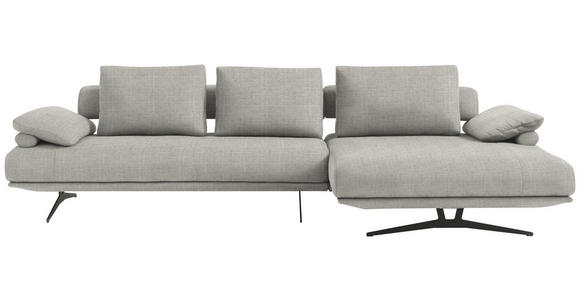 ECKSOFA  in Chenille Ecru Rückenkissen, Armlehnenkissen  334/168 cm  - Ecru/Schwarz, Design, Textil/Metall (334/168cm) - Dieter Knoll