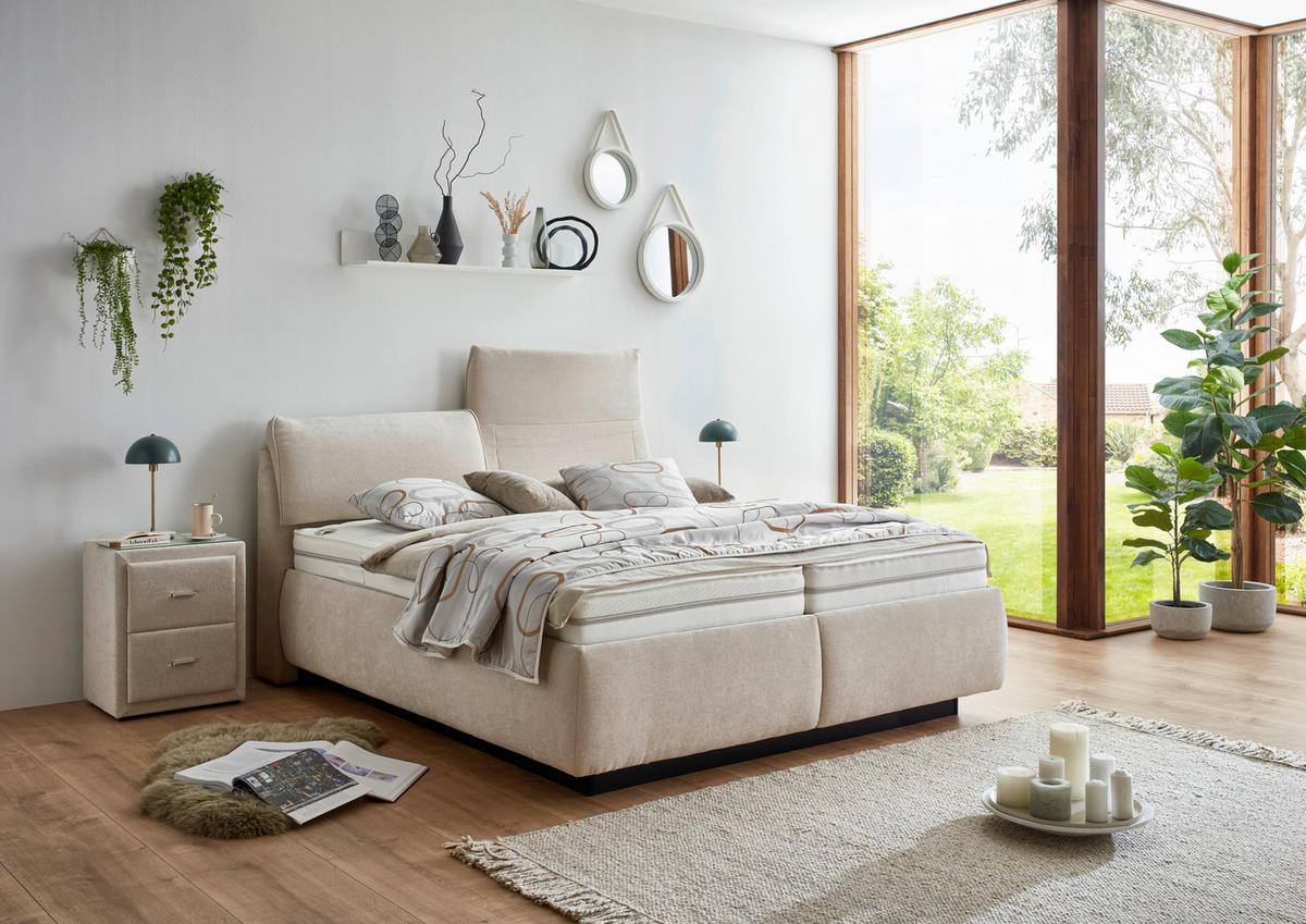 POLSTERBETT 180/200 cm,  in Naturfarben, Matratze, gepolstertes Kopfteil, Lattenrost, Bettkasten, H4 + H5 = sehr fest + hart  - Schwarz/Weiß, KONVENTIONELL, Holz/Holzwerkstoff (180/200cm) - Beldomo - Sleep